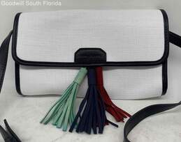 Armani Exchange Womens White Blue Divider Adjustable Strap Crossbody Handbag