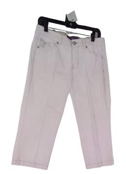 Womens White Light Wash 5 Pocket Design Capri Jeans Size 6