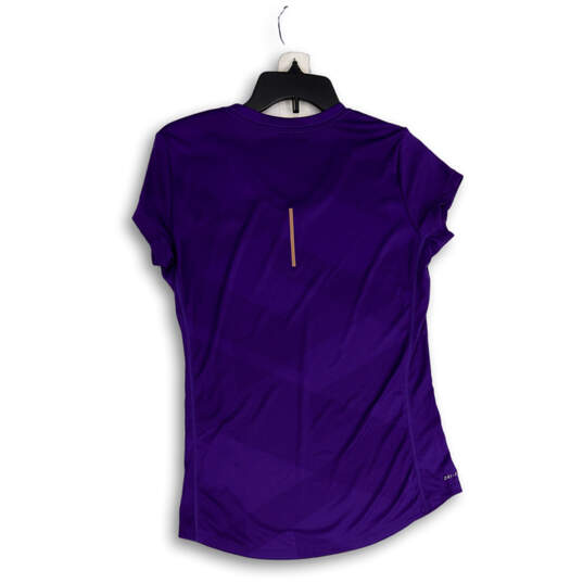 NWT Womens Purple Dri-Fit V-Neck Short Sleeve Activewear T-Shirt Size M image number 2