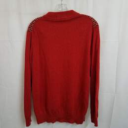 Men's red patterned knit crewneck sweater with fox motif alternative image