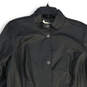 Womens Black Leather Studded Long Sleeve Button Front Jacket Size Large image number 3