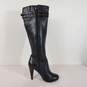 Arturo Chiang Kabili Black Leather Tall Knee Zip Riding Heel Boots Size 6 M image number 1
