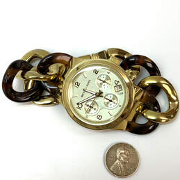 Designer Michael Kors MK-4222 Gold-Tone Chain Chronograph Analog Wristwatch alternative image