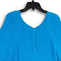 NWT Womens Blue 3/4 Sleeve Hi-Low Hem Knit Henley Sweater Size 18/20 image number 3