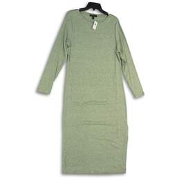 NWT Womens Mint Luxespun Long Sleeve Side Ruched Slit Sweater Dress Size L