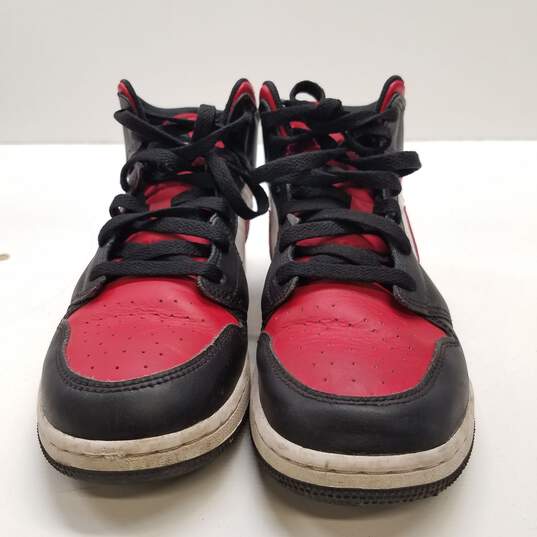 Nike Air Jordan 1 Mid Sneakers Noble Red Black 6.5 Youth Women's 8 image number 1