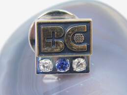 14K White Gold Sapphire 0.08 CTTW Diamond BC Company Logo Service Pin 4.0g alternative image