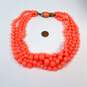 Designer J. Crew Orange Multi-Strand Enamel Clasp Beaded Necklace image number 3