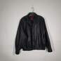 Mens Leather Long Sleeve Collared Full Zip Motorcycle Jacket Size Large image number 1