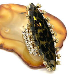 Designer Betsey Johnson Gold-Tone Marquise Leopard Print Rhinestone Ring alternative image