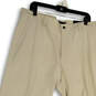 Mens Beige Flat Front Slash Pockets Straight Leg Dress Pants Size 38x32 image number 3