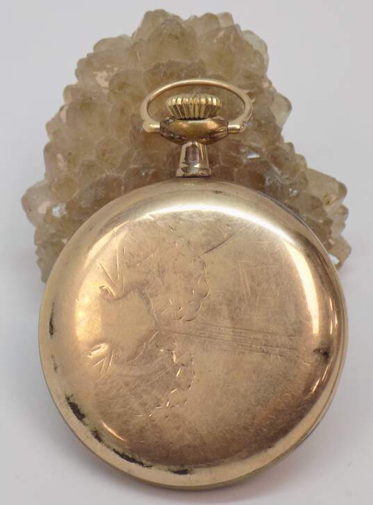 Vintage South Bend 17 Jewel Open Face Gold Filled Pocket Watch 79.9g image number 6