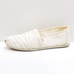 TOMS Women's Alpargata White Embroidered Slip On Shoes Size 8.5