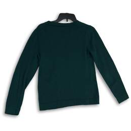 Womens Green Knitted Long Sleeve Crew Neck Pullover Sweater Size Medium alternative image