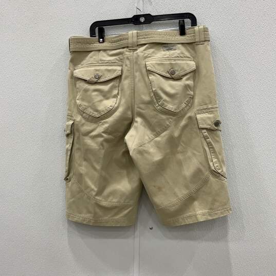 Armani Exchange Mens Beige Flat Front Regular Fit Belted Cargo Shorts Size 34 image number 2