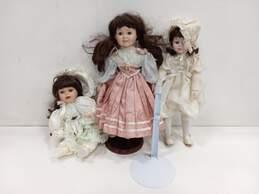 Bundle of 3 Assorted Porcelain Dolls