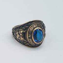 10k Gold Blue Spinel 1966 Northwestern High Class Ring Sz 5 1/2 8.0g