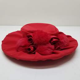 Milano Red H104 100% Wool Pleated Crown Brim Hat