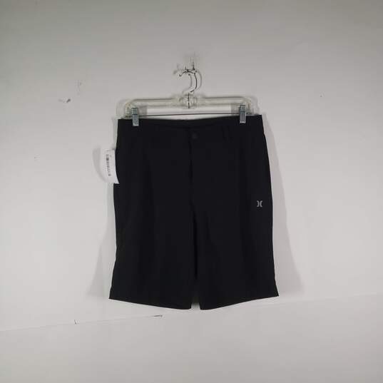 Mens Regular Fit Dark Wash Flat Front Slash Pockets Chino Shorts Size 30 image number 1