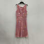 NWT Womens Pink Floral V-Neck Sleeveless Side Zip Fit & Flare Dress Size 16 image number 1