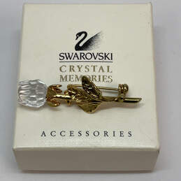 IOB Designer Swarovski Gold-Tone Crystal Stone Rose Fashionable Brooch Pin