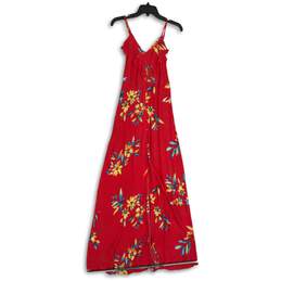 NWT Express Womens Red Floral Ruffle Spaghetti Strap V-Neck Maxi Dress Size XS