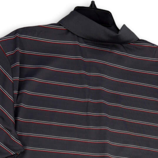 NWT Mens Gray Striped Short Sleeve Button Front Golf Polo Shirt Size L image number 4