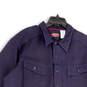 Mens Purple Spread Collar Pockets Long Sleeve Button-Up Shirt Size XL image number 3