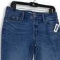 NWT Womens Blue Denim Medium Wash 5-Pocket Design Straight Leg Jeans Size 12P image number 3