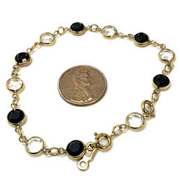 Designer Swarovski Gold-Tone Black Clear Bezel Crystal Link Chain Bracelet alternative image