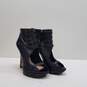 Camilla Skovgaard Button Up Peep Toe Black Leather Ankle Zip Heel Boots Size 36.5 B image number 3