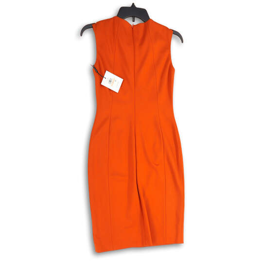 NWT Womens Orange O-Ring Keyhole Neck Knee Length Sheath Dress Size 2 image number 2