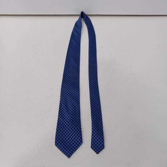 Men's Michael Kors Blue Checked Silk Tie image number 1