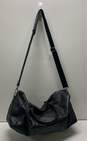 Cole Haan Black Leather Shoulder Travel Zip Duffle Bag image number 2