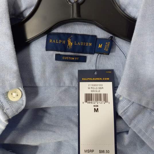 Ralph Lauren Custom Fit Blue Long Sleeve Button Up Dress Shirt Size M NWT image number 3