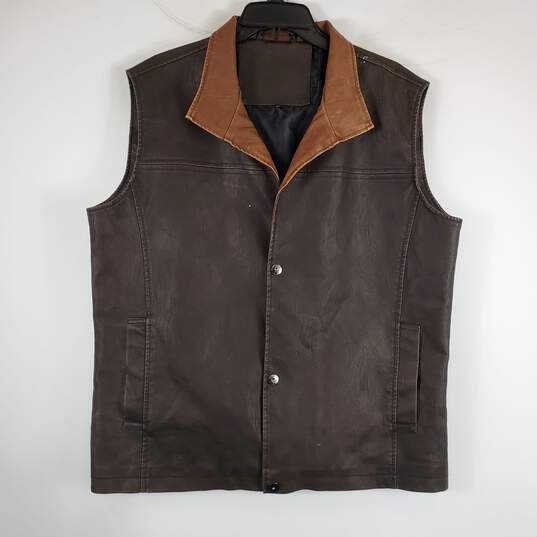 Unbranded Men Brown Leather Vest SZ NA image number 1