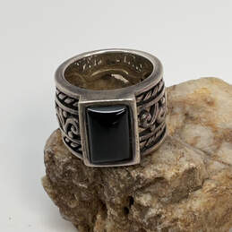 Designer Silpada 925 ALE Sterling Silver Onyx Crystal Cut Stone Band Ring
