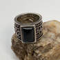 Designer Silpada 925 ALE Sterling Silver Onyx Crystal Cut Stone Band Ring image number 1