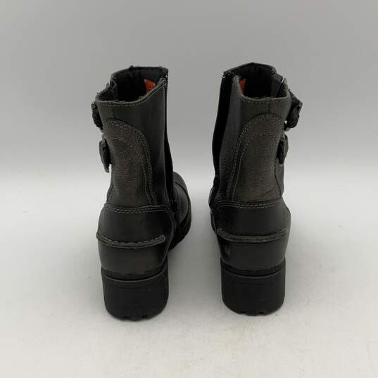 Harley-Davidson Womens Black Leather Round Toe Side Zip Biker Boots Size 9 image number 4