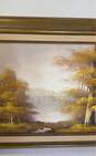 Autumn Birch Trees on the Lake Oil on canvas by C. Liong Signed. Matted & Framed image number 4