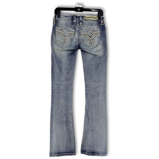 Womens Blue Denim Medium Wash Comfort Pockets Bootcut Leg Jeans Size 25 image number 2