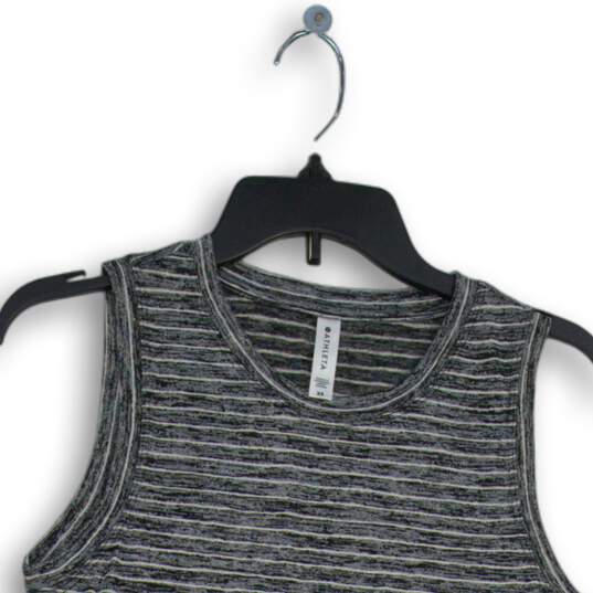Womens Gray White Striped Round Neck Activewear Pullover Tank Top Size XS image number 3