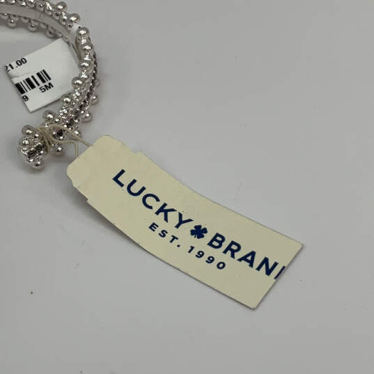 NWT Designer Lucky Brand Silver-Tone Beaded Fashionable Bangle Bracelet image number 4