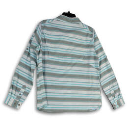 Womens Blue Striped Omni-Shade Sun Protection Pockets Button-Up Shirt Sz L alternative image