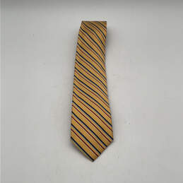 NWT Mens Yellow Silk Striped Four In Hand Adjustable Designer Necktie