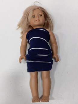 American Girl Blonde Hair Blue Dress Girl Doll
