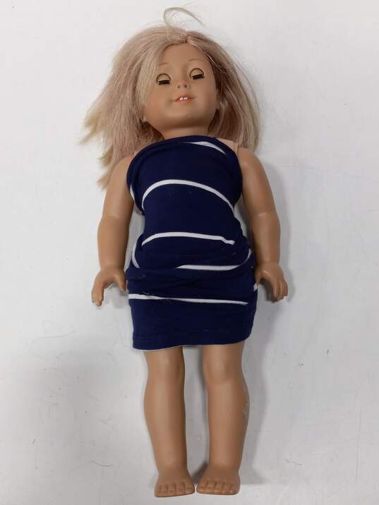 American Girl Blonde Hair Blue Dress Girl Doll image number 1