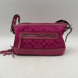 Coach Womens Pink Logo Charm Tassel Zipper Adjustable Strap Shoulder Bag alternative image