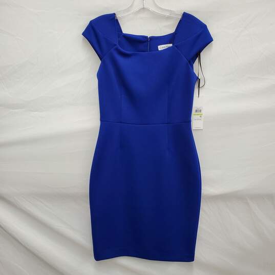 NWT Calvin Klein WM's Cap Sleeve Shift Royal Blue Dress Size 4 image number 1