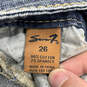 Womens Blue Denim Medium Wash Distressed Pockets Bootcut Leg Jeans Size 26 image number 3